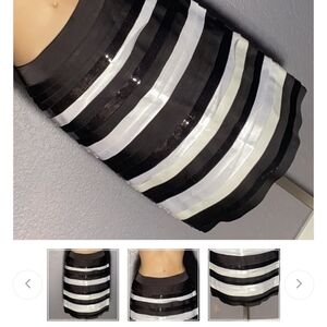 Elegant Black and White Striped Skirt